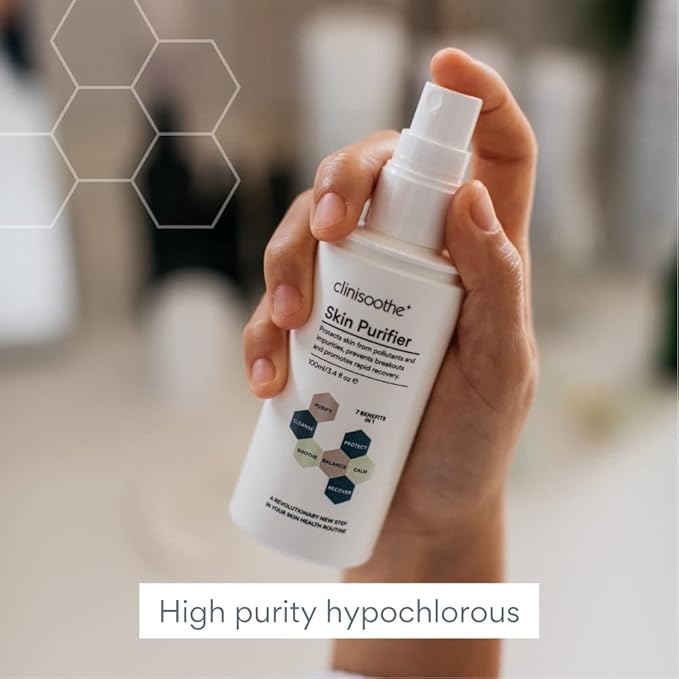 Clinisoothe+ Skin Purifier – Daily Cleanser and Acne Treatment for Face & Body, with Hypochlorous Technology to Prevent Breakouts & Promote Rapid Recovery, For All Skin Types (3.4oz Spray Bottle)