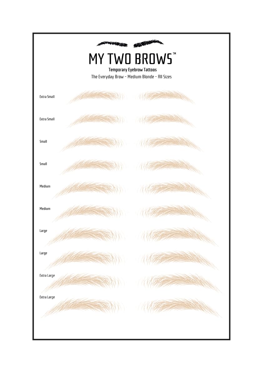 (10 pairs) Medium Blonde Temporary Eyebrow Tattoo - Extra Large Size - Waterproof & Smudgeproof - Everyday Brow Style Eyebrow Stickers - Sheet Lasts up to 30 Days - Won't Work on Existing Brows