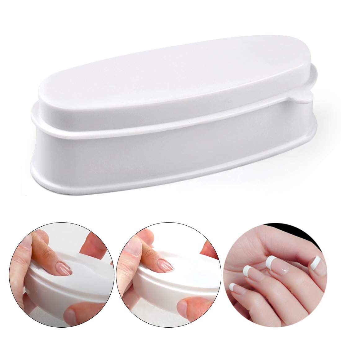 ABS Durable Easy French Dip Tray Dipping Powder Container Dual Use for Short Extended Nails Molding for White Pink Smile Line Pack of 1, HJ-NAT117