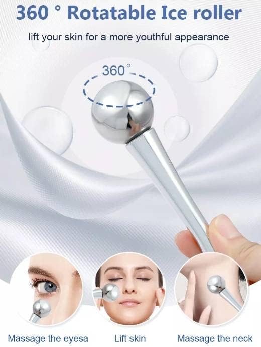 @ PLATINUM Stainless Steel Rotating Ice Globe for Face and Eye Area - Cooling and Warming Roller with Gel - Cryo Eye Roller