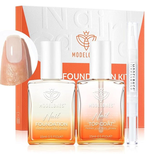 modelones Nail Strengthener Clear Gel Top Coat Nail Polish Cuticle Oil Pen Milky White Nail Repair for Damaged Nails Care Kit for Women 15 ml Ridge Filler for Growth