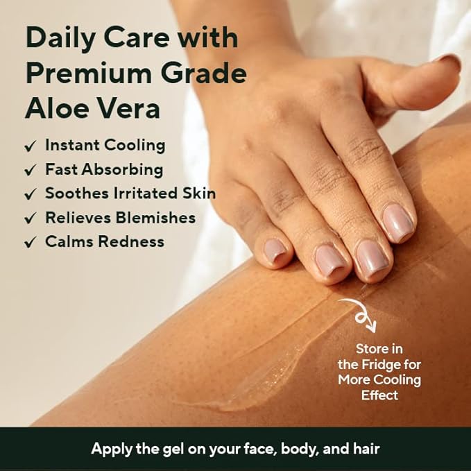 AROMATICA Organic Aloe Vera Gel (2 pack), After Sun Care and Sunburn Relief with Pure Aloe Vera Gel Face&Hair, Sun Burn Moisturizer EWG Verified (10.14oz/300ml)