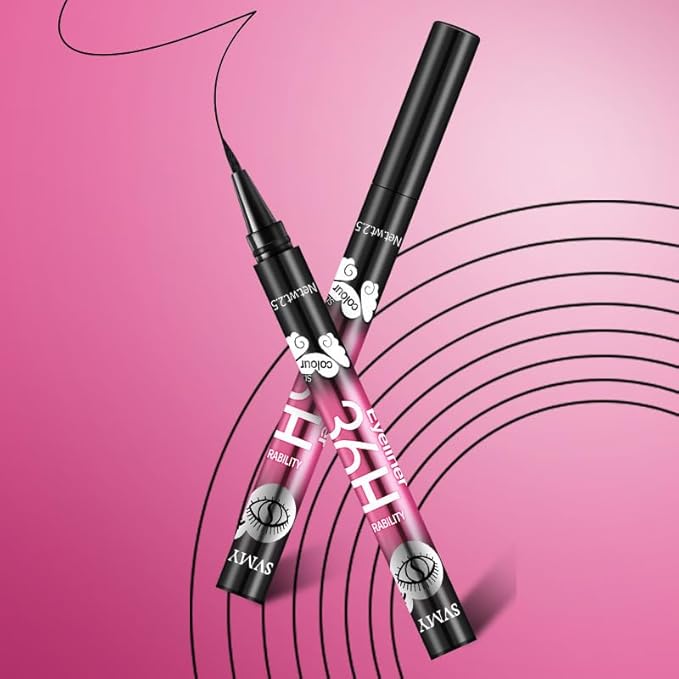 12 Pcs Black Eyeliner Pen, Long-Wearing & Waterproof Eyeliner, Quick-Drying Liquid Eye Liner, Smudge-Resistant Black Eye Liner for All Skin Tones, Highly-Pigmented Eye Makeup