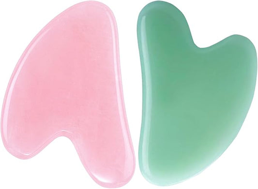 2pcs face gua sha Board Set, gua sha Jade Manual Massage Stick for face and Body, for Sculpting jaw line and eliminating Puffiness Relieving Tension Redness Daily Skincare, Men Women self Care Gifts