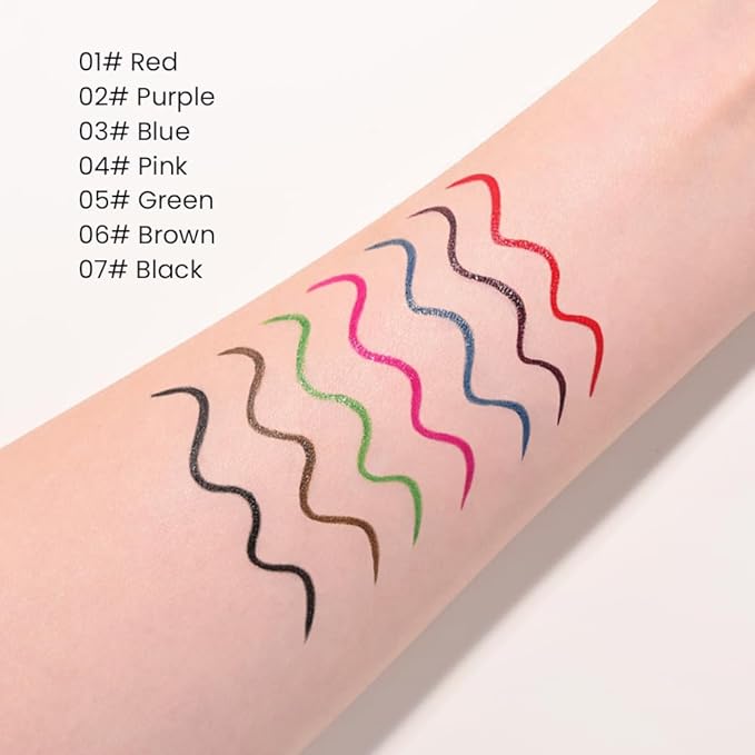 7 Pcs Colors Liquid Eyeliner Stamp Pens Set, Long Lasting Liquid Eye Liner,Waterproof & Smudgeproof Makeup