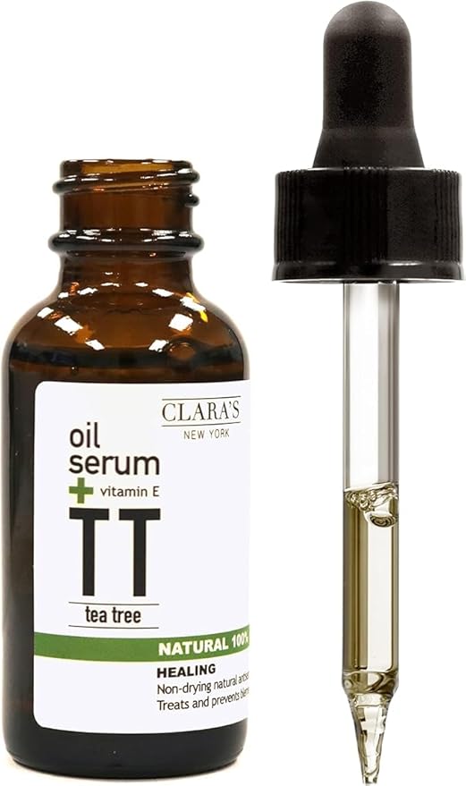 CLARA'S NEW YORK Glycolic Acid Facial Serum with Vitamin E for Exfoliating Smoothing Glowing Face Skin - Made in USA 30ml (1Fl/Oz) (Tea Tree)
