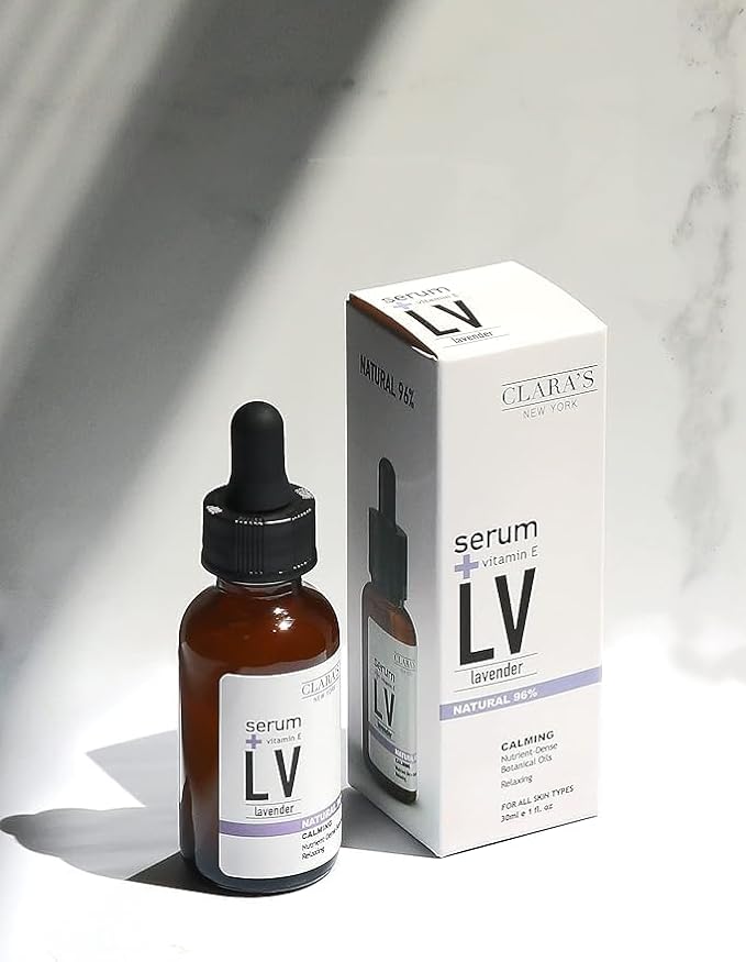 CLARA'S NEW YORK Glycolic Acid Facial Serum with Vitamin E for Exfoliating Smoothing Glowing Face Skin - Made in USA 30ml (1Fl/Oz) (Lavender)