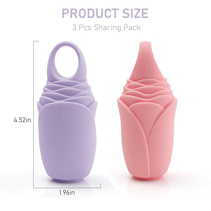 3 Pcs Facial Ice Roller Silicone Mold Reusable for Face Women and Eye Neck Cold Skin Care Tools Freezer De Puff Eye Bags Reduce Migraine Pain Pink 1 + Purple 2