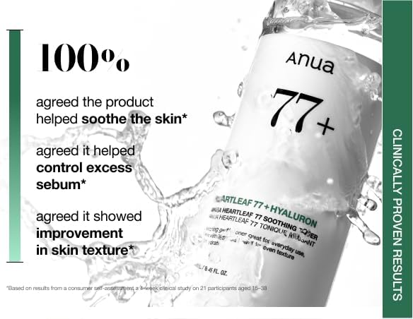 Anua Heartleaf 77 Soothing Toner I pH 5.5 Trouble Care, Calming Skin, Refreshing, Hydrating, Purifying, Cruelty Free, Vegan,(250ml / 8.45 fl.oz.)