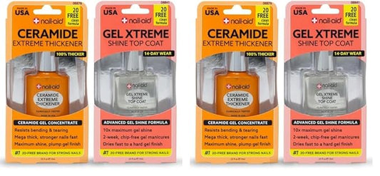 Nail-Aid Ceramide Extreme Thickener + Gel Top Coat, Clear, 2 Count (Pack of 2)