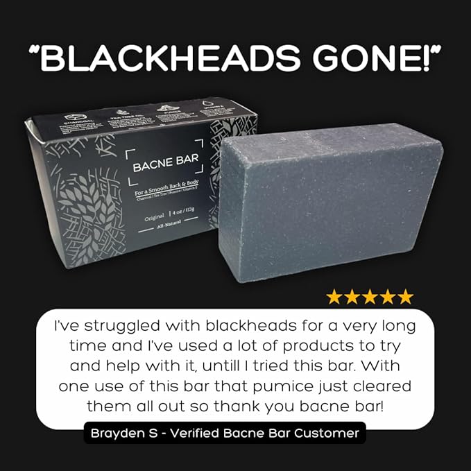 All Natural Body Acne Soap with Charcoal, Pumice, Tea Tree Oil & Vitamin E for a Deep Exfoliation Back Acne Treatment, Not for Sensitive Skin