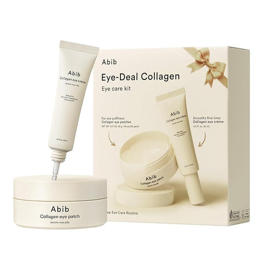 Abib Collagen Eye Patches 60 Patches, Korean Under Eye Patches for Puffy Eyes and Dark Circles, Anti-Wrinkle (Eye Care 2 Step Kit)