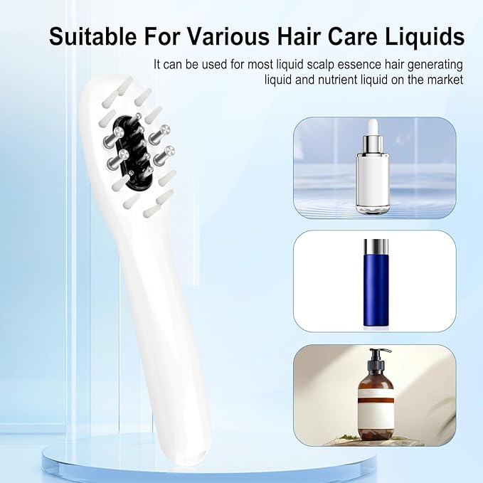 3-in-1 Hair Oil Applicator for Scalp with No-Drip Dispenser, Portable Hair Brush, Wireless Electric Scalp Massager for Travel and Home Use