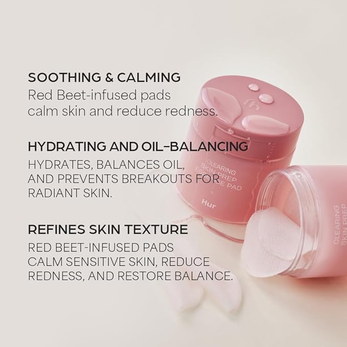 Clearing Skin Prep Essence Pad with AHA BHA PHA & Red Beet Extract, Exfoliating & Hydrating Korean Skincare, 140ml/70ea