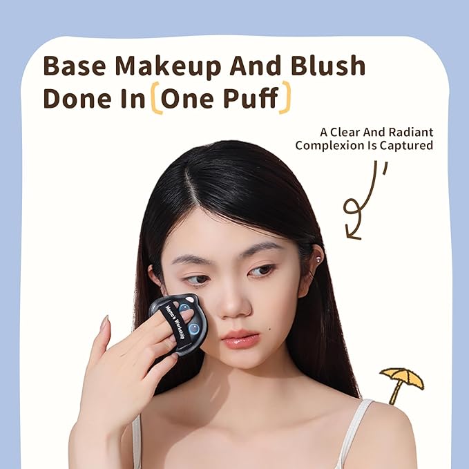 Black Cat Toto Airy Marshmallow Puff,Makeup Sponge,Rubycell Material,Pointed Tip for Concealer + Flat Side for Foundation, Longwear Makeup, Travel Friendly & Reusable,2pcs Puffs & Storage Case