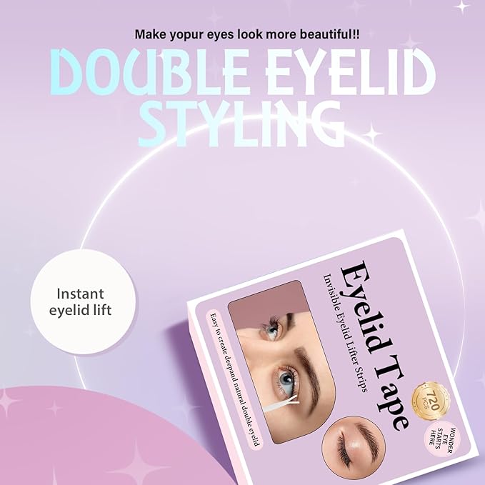 720PCS Invisible Eyelid Tape - Eyelid Lifter Strips - Eyelid Tape for Hooded Eyes Invisible, Instantly lifts loose Skin Around The Eyes Without Surgery, Creating Deep, Natural-looking Eyelids Easily