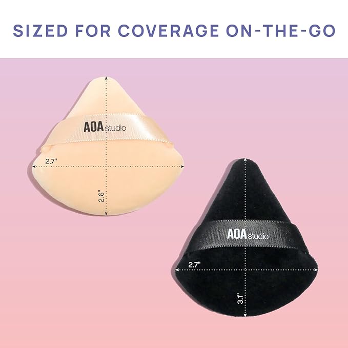 AOA Studio Velvet Puffs Makeup Puff Set of 6 Loose Powder Body Powder, Velour Makeup Blender Sponge Foundation Blending Sponges Set Beauty Makeup Tools(Black/Peach)