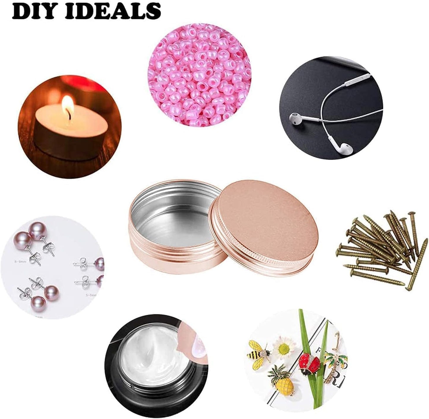 4 Ounce Aluminum Tin Jar with Screw Cap 120mL Tin Cans Refillable Containers for Cosmetic, Lip Balm, Cream, Lotion, Balms, Spices, Salve, Rose Gold 20 Pcs