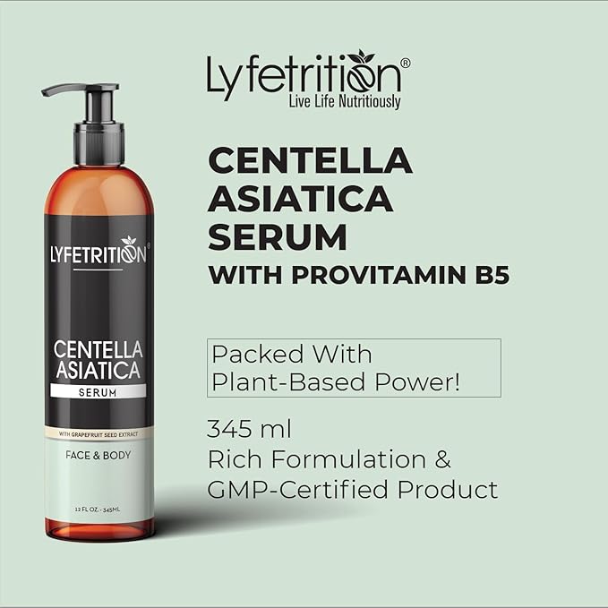 Centella Asiatica Cica Serum - 12 Fl Oz Large Bottle - Anti-Aging Face Serum for Sensitive Skin Cream - Boosts Collagen Production Younger Skin