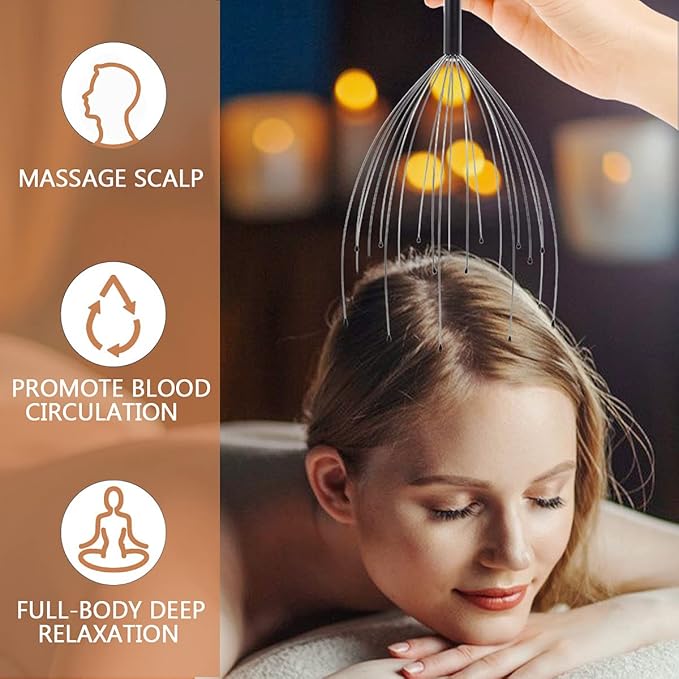 2 Pack Head Massager Scalp Massager 20 Fingers Handheld Head Massager Scalp Stress Relax for Deep Relaxing, Stocking Stuffers and Gadgets for Men