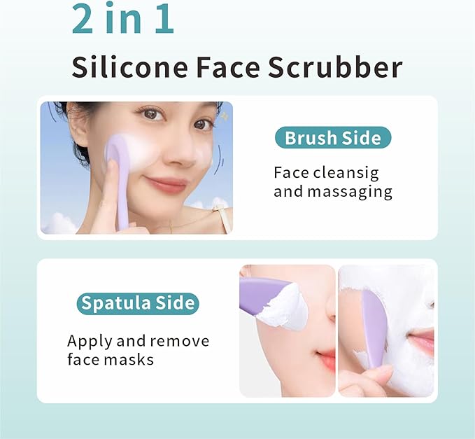 Blackhead Remover Tool,Black Head Remover for Face Nose-2 in 1 Pore Cleaning Brush Face Scrubber Skin Care Scraper Mask Applicator Spatula for Men Women Deep Cleansing (Blue)