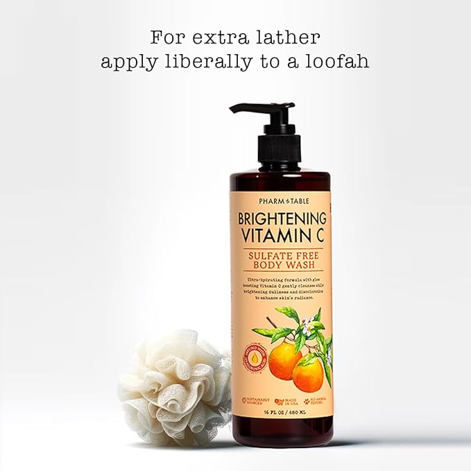 Brightening Vitamin C Body Wash for Women and Men - Brightens and Nourishes the Skin, Sulfate Free, 100% Cruelty Free, 480ml