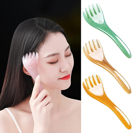 3PCS Head Massager Comb, Scalp Back Muscle Relaxation Gua Sha Massage Tool, Head Scracher SPA Yellow, Manual Scalp Massagers