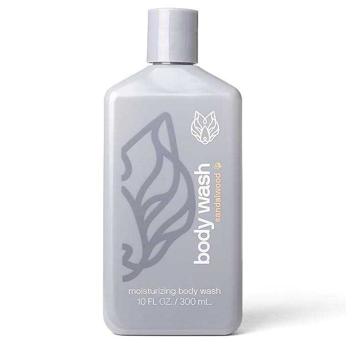 Black Wolf Moisturizing Body Wash for Men, Sandalwood - Mens Hydrating Bodywash for Dry, Dehydrated, & Sensitive Skin - Hyaluronic Acid, Aloe Vera, & Jojoba Oil Body Cleanser Help Remove Oil & Dirt