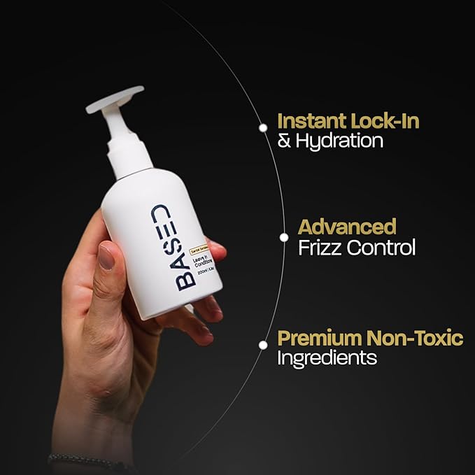BASED Leave-In Conditioner, Instant Frizz Control, Hydrates & Nourishes Hair, Premium Leave-In Conditioner for Men, Healthy Frizz-Free Hair in Minutes (6.8 Fl Oz Pack of 1)