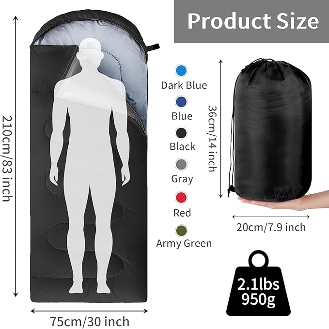 6 Pack Camping Sleeping Bags for Adults Bulk Cotton Liner 4 Seasons Lightweight Warm Waterproof with Compression Sack for Backpacking Hiking Homeless, Camping Gear Essential