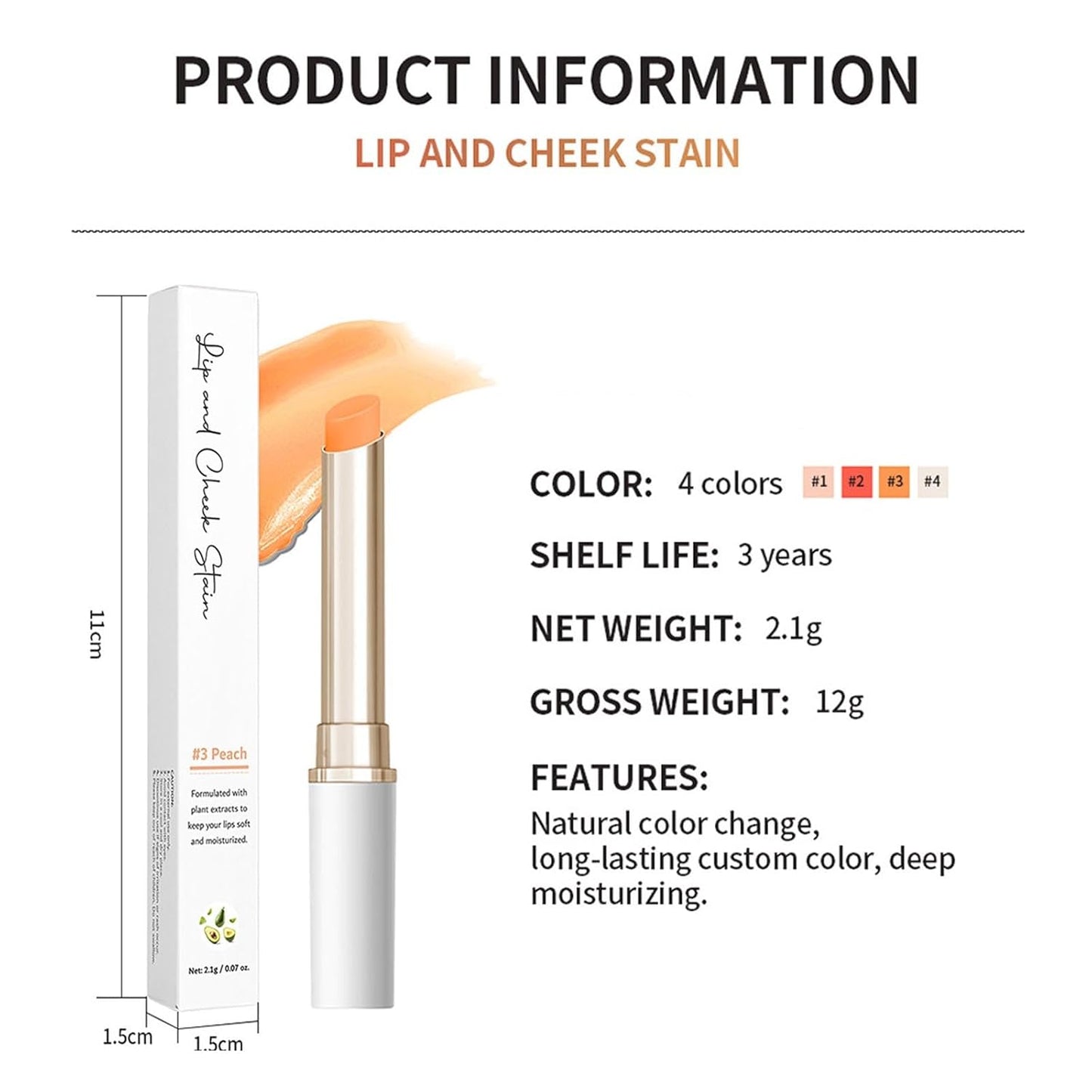 4Colors Lip and Cheek Tint Stain,PH-Activated Color Changing Lipstick,Long Lasting Hydrating Tinted Lip Balm Sheer Lightweight Formula Pink Red Lip Makeup Lipstick Makeup for Women