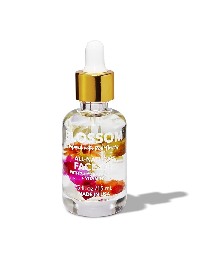 Blossom Unscented All Natural, Vegan, Cruelty Free Face Oil with Vitamin E, Infused with Real Flowers, Made in USA, 0.5 fl. oz., Summer Breeze