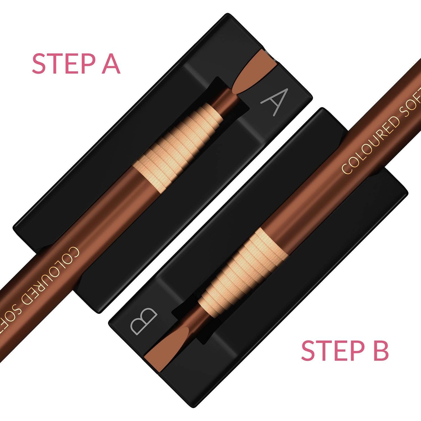 2-in-1 Metal Duckbill-Shape Eyebrow Pencil Shaper with 2 Single Edge Razor Blades - Eye Makeup Shaping Tool for Waterproof Peel Off Brow Pencils - Compact Cosmetic Shaper for Beginners & Professional