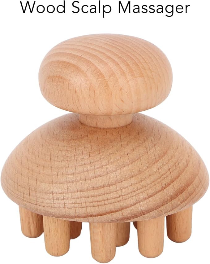 Yosoo Wood Scalp Massager Small Octopus Shape Massage Tool, Manual Scalp Massagers Scalp Massage Tool, Mushroom Fingers Head Scratcher Wood Massager for Reduce Stress 2.44 x 2.36in