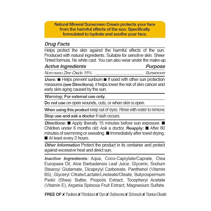 Bee and You SPF 50 Facial Sunscreen, UV Protection, Clear, Sensitive, Acne-Prone Skin, Mineral-Based Zinc Oxide, Propolis Extract, 100% Natural, Hypoallergenic, 1.35 oz