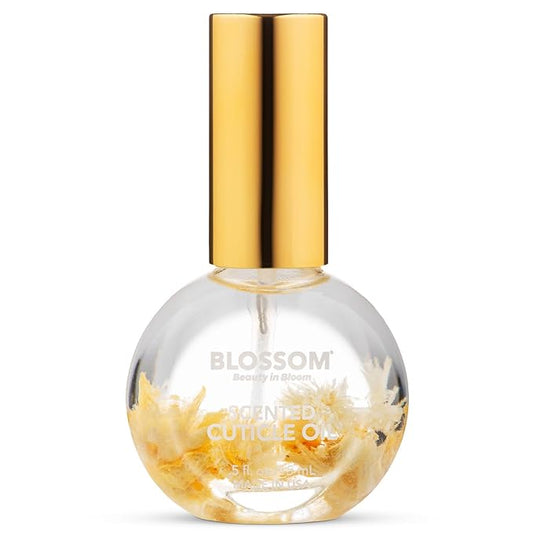 Blossom Cuticle Oil for Nails, Hydrating, Moisturizing, Gourmand Scented Nail Oil Cuticle Care, Infused with Real Flowers, Made in USA, 0.5 fl. oz, Almond Biscotti