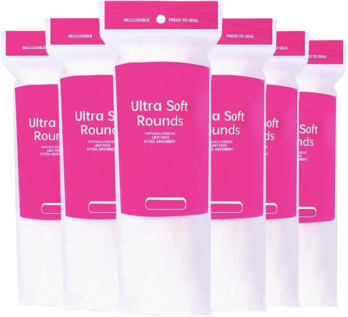 600 PCS Cotton Rounds – 100 Count (Pack of 6) - Soft, Absorbent, Face Pads for Makeup Removal, Skincare, Skin Care and Facial Cleansing - Lint Free