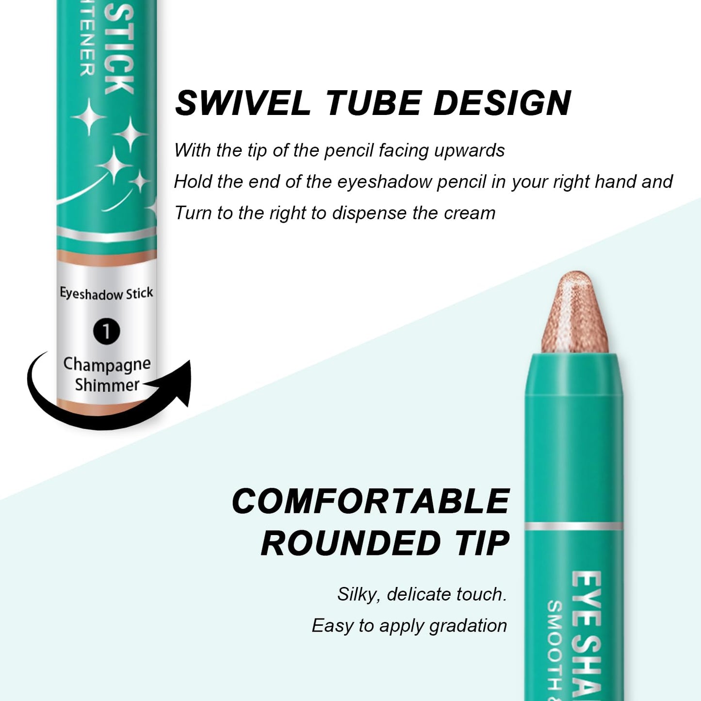 4Pcs Eyeshadow Stick, Cream Eye Shadow Brightener Sticks Set for Eyes, Champagne Pearl Taupe Bronze Cocoa Stone Putty Smoky Amethyst Shimmer Matte Pencil Eye Eye Liner Makeup Waterproof (4PCS A)