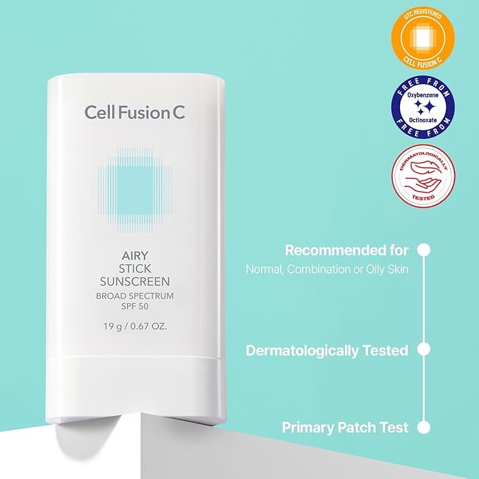 Cell Fusion C Airy Stick Sunscreen, Broad Spectrum SPF 50 + Phyto PDRN, Semi-matte & No White Cast, Korean Suncreen Stick, 50ml / 1.69 fl.oz