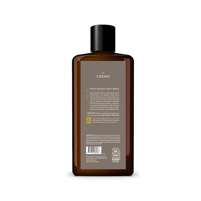 Cremo Body Wash Men, A Vintage Suede with Notes of White Moss and Rich Amber, 16 Fl Oz