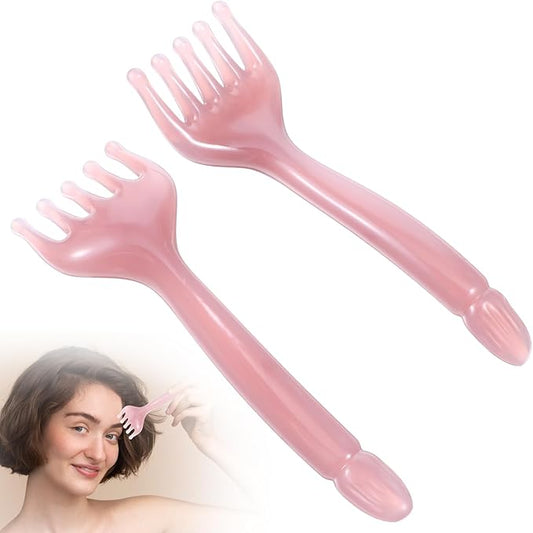 2PCS Head Scalp Massagers, Resin Hair Growth Scalp Combs Handheld Five Claw Massage Tool, Portable Face Body Head Scratcher, Meridians Massager Manual Gua Sha Hair Brush for Women Men
