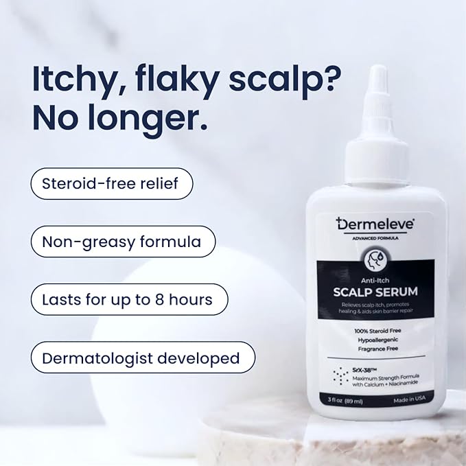 Dermeleve Scalp Serum for Neuropathic Itch, Sebborheic Dermatitis & Scalp Psoriasis | Dry Itchy Scalp Treatment | Quick Absorbing, Moisturizing & Non-Greasy (2 Pack)