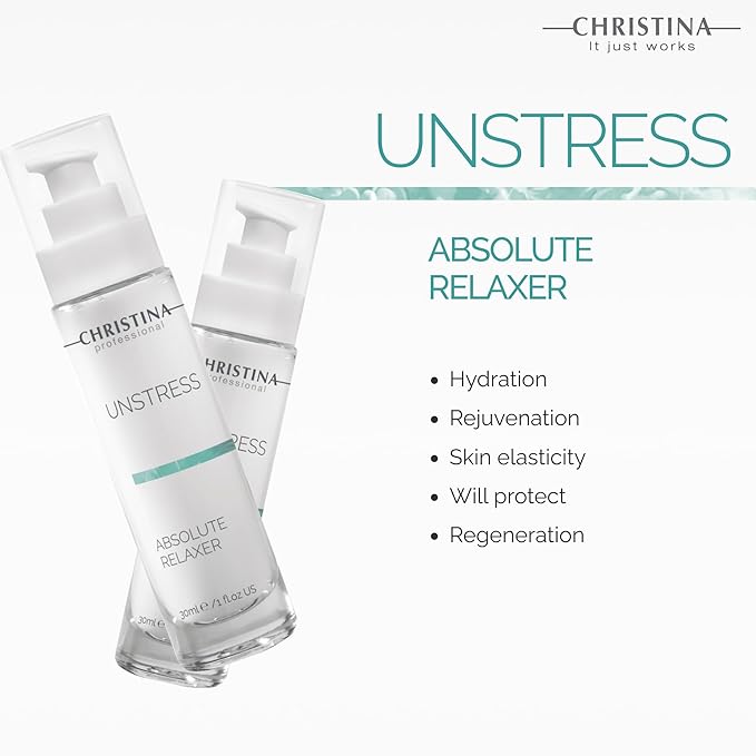 Christina Unstress Absolute Relaxer Peptide Serum for Face with Hyaluronic Acid | Boosts Collagen and Elastin | Face Serum with Easy Application for All Skin Types