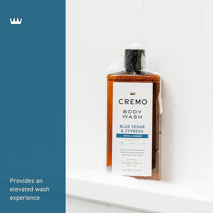 Cremo Body Wash Men, A Woodsy Scent with Notes of Lemon Peel, Cypress and Cedar, 16 Fl Oz