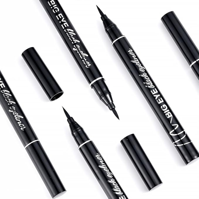 12-Pieces Matte Liquid Eyeliner Pens Set, Eye Ink Liner Makeup, Quick Drying, Smudge-Resistant, Vegan Formula (Pack of 12) (Black)