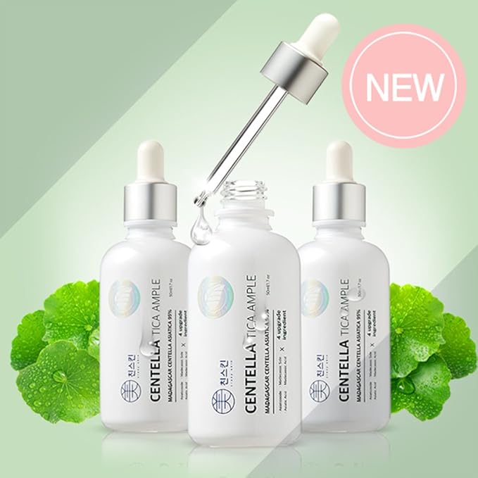 CRAZY SKIN Centella Tica Ampoule Serum 3.4 fl. oz. (100ml) - Natural Ingredients for Damaged, Troubled & Sensitive Skin, Redness Relief, Madecassic Acid Facial Serum Made in Korea