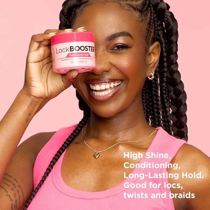 Style Factor Lock BOOSTER Twist & Grip Braid Gel (10.1 Oz.) with Coconut Oil — Strong Hold, Flake-Free, Frizz-Free Hair Braiding Gel for Defined & Long-Lasting Twists, Locs & Braids