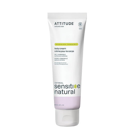 ATTITUDE Body Cream for Sensitive Skin with Oat, EWG Verified, Dermatologically Tested, Vegan, Chamomile, 8 Fl Oz
