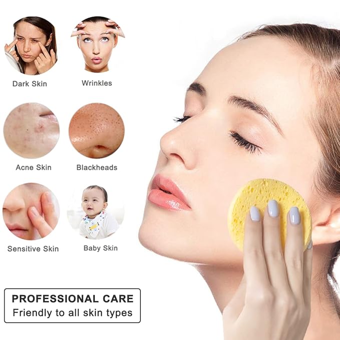 50-Count Compressed Facial Sponges for Daily Cleansing and Gentle Exfoliating, 100% Natural Cellulose Spa Sponge Perfect for Removing Dead Skin, Dirt and Makeup