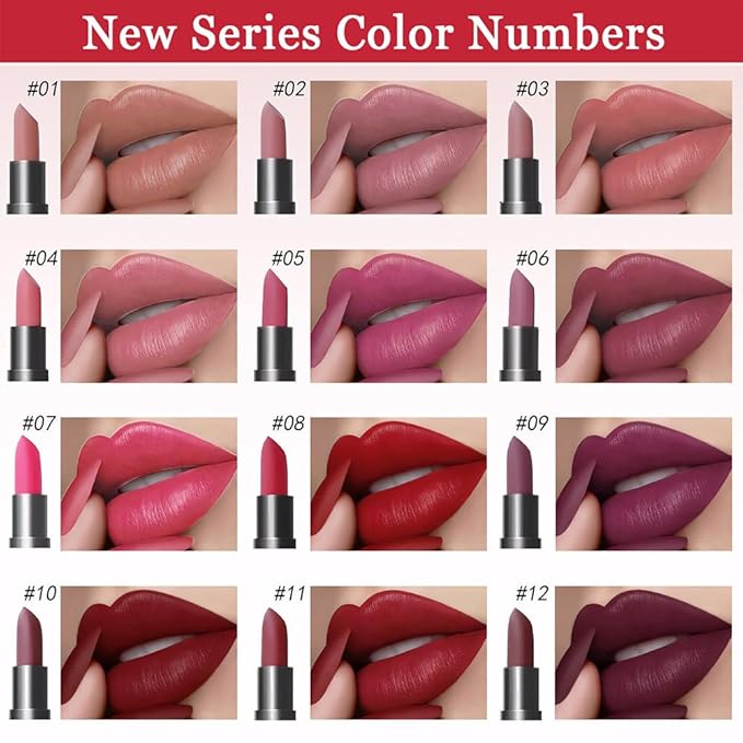 6 Pcs Nude Pink Dark Red Purple Wine Red Plum Matte Lipstick Set for Women Long Lasting Waterproof Moisturizing Lipsticks for Older Women 24 Hours Lip Stick Lip Stain Makeup Gift Kit,Lip Makeup Vegan